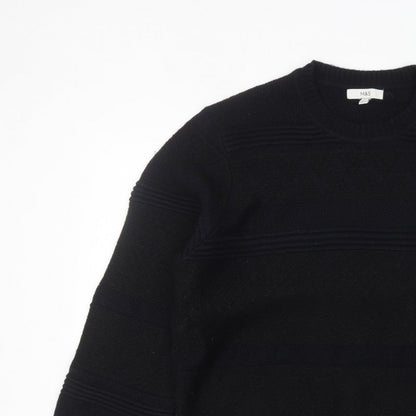 Marks and Spencer Mens Black 2XL Crew Neck Knit Jumper