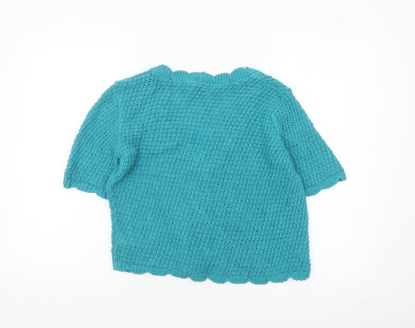 Popsy Women’s Blue Knit Button Short Sleeve Cardigan Size 10/12