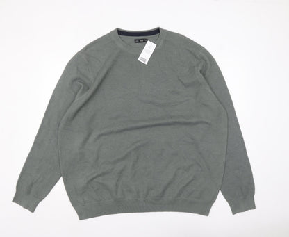 F&F Men’s Grey 3XL Cotton Blend Crew Neck Pullover Jumper