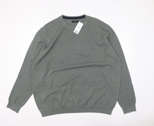 F&F Men’s Grey 3XL Cotton Blend Crew Neck Pullover Jumper