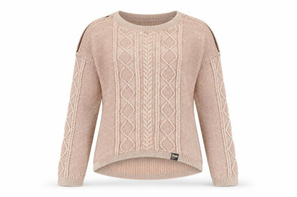 Superdry Women's Beige Cable Knit Cotton Jumper UK 10