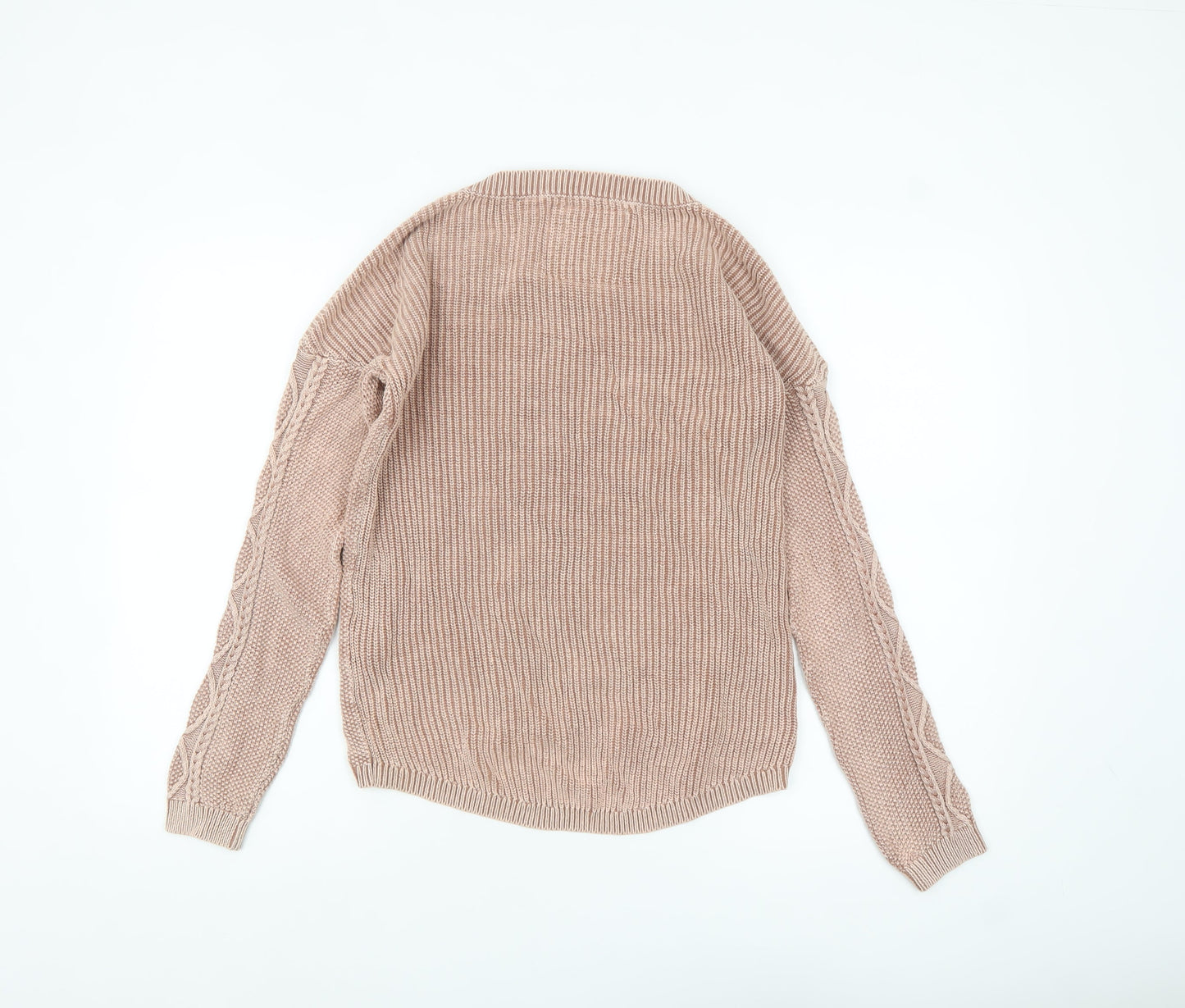 Superdry Women's Beige Cable Knit Cotton Jumper UK 10