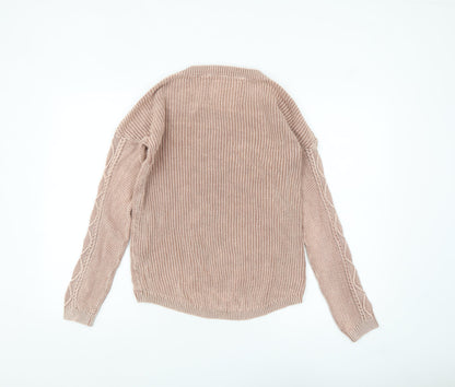 Superdry Women's Beige Cable Knit Cotton Jumper UK 10