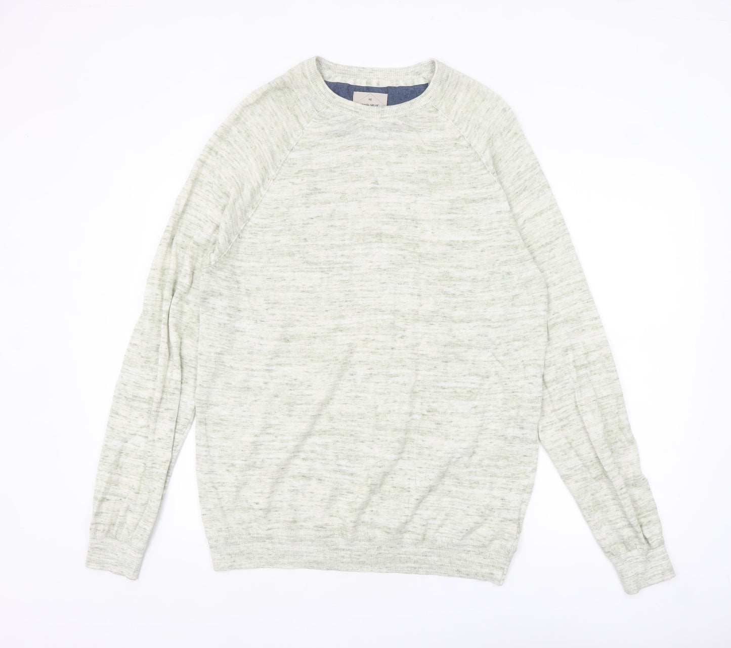 White Stuff Men's Beige Cotton Linen Crew Neck Jumper Large