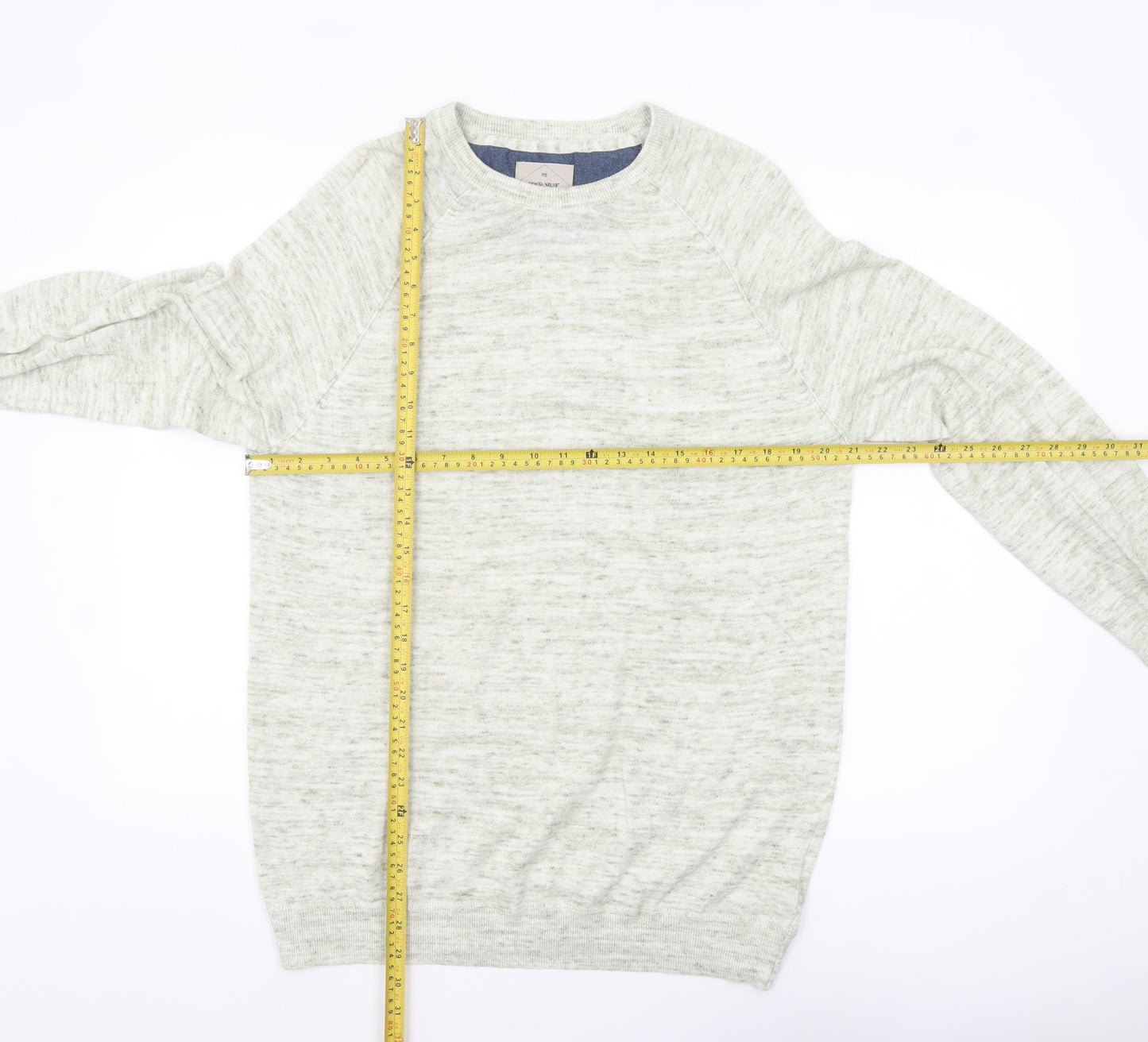 White Stuff Men's Beige Cotton Linen Crew Neck Jumper Large
