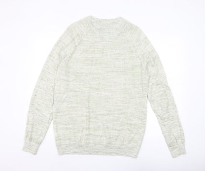 White Stuff Men's Beige Cotton Linen Crew Neck Jumper Large