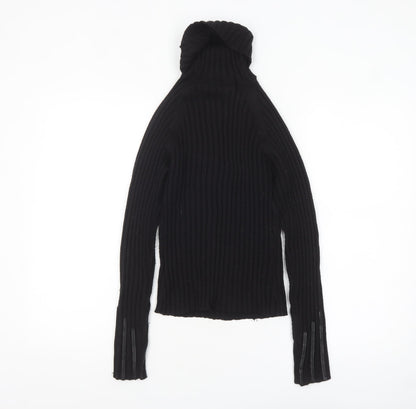 River Island Women's Black Roll Neck Ribbed Knit Jumper Size 10