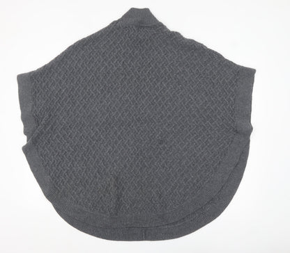 Amaryllis Women Grey High Neck Cable-Knit Cape Jumper M
