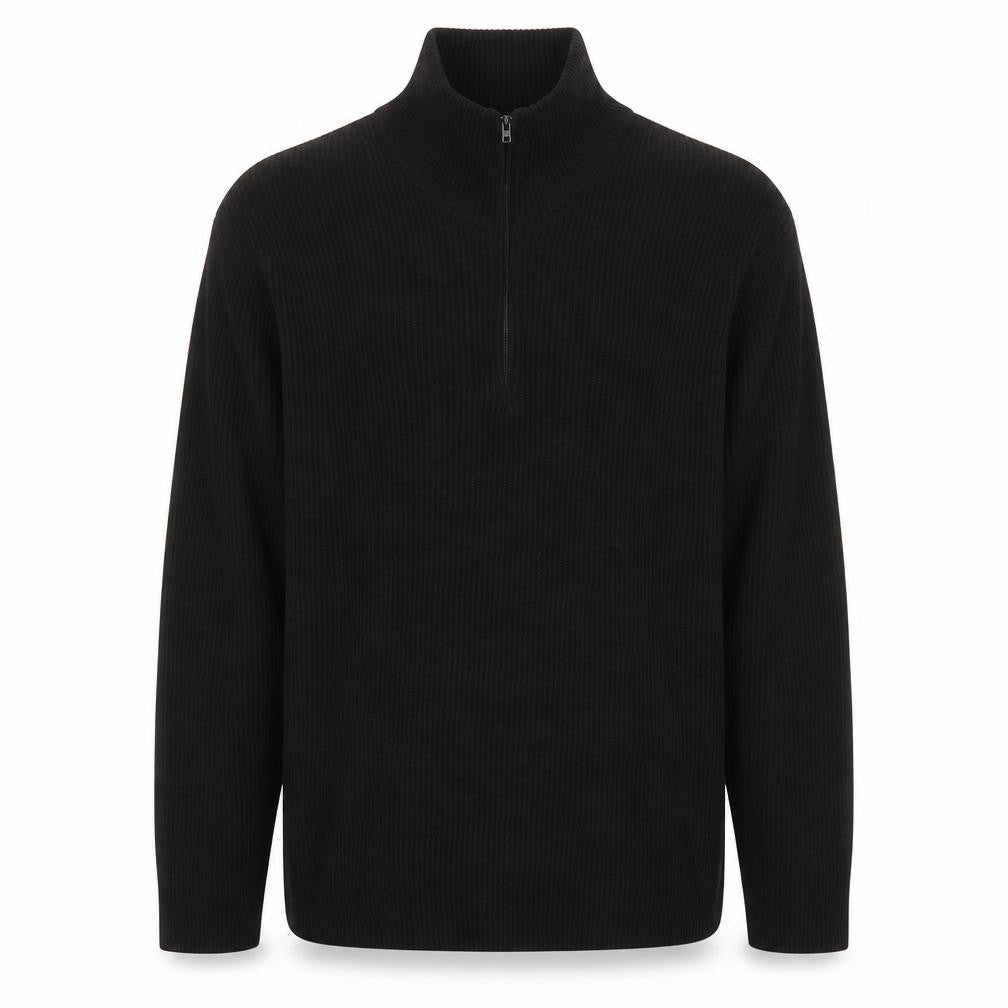 Laypun Men’s Black Wool Blend 1/2 Zip High Neck Jumper Size 2XL