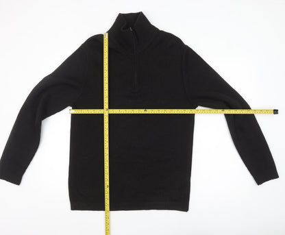 Laypun Men’s Black Wool Blend 1/2 Zip High Neck Jumper Size 2XL