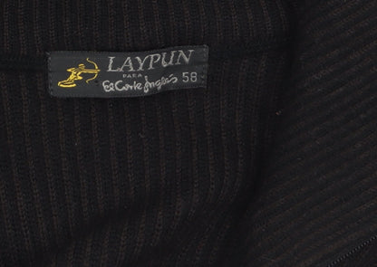 Laypun Men’s Black Wool Blend 1/2 Zip High Neck Jumper Size 2XL
