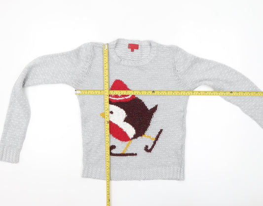 Next Women’s Grey Christmas Bird Jumper Size 6 Pullover Knit