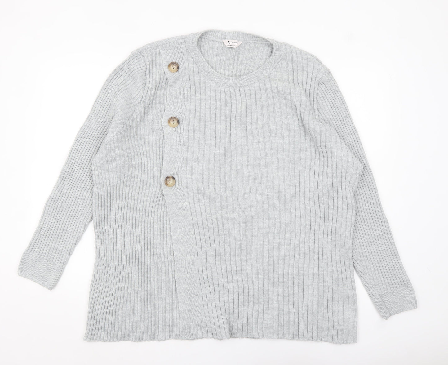 Tu Women Grey Size 20 Ribbed Button Cardigan Jumper