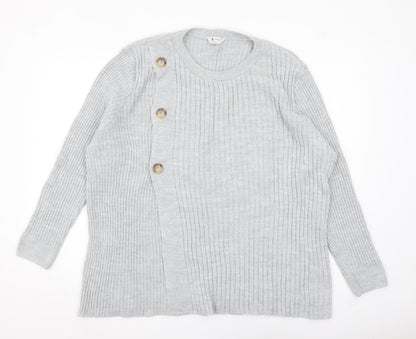 Tu Women Grey Size 20 Ribbed Button Cardigan Jumper