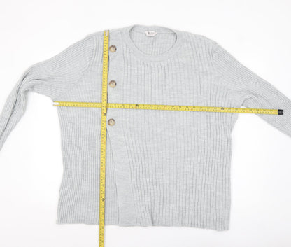Tu Women Grey Size 20 Ribbed Button Cardigan Jumper