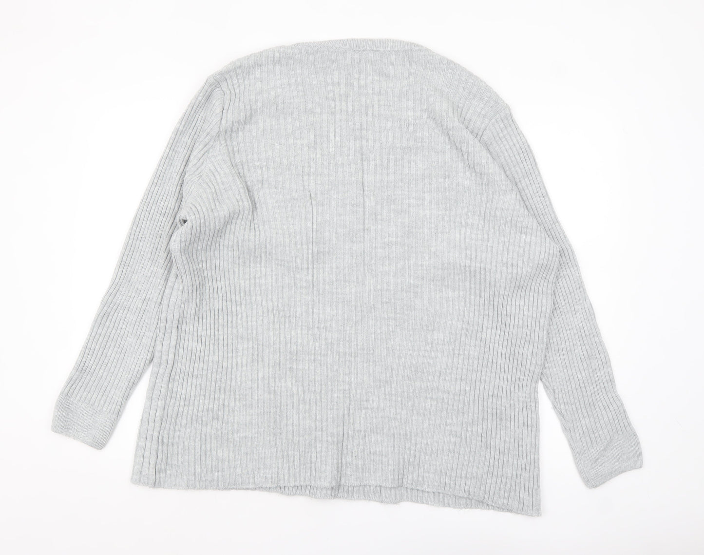 Tu Women Grey Size 20 Ribbed Button Cardigan Jumper
