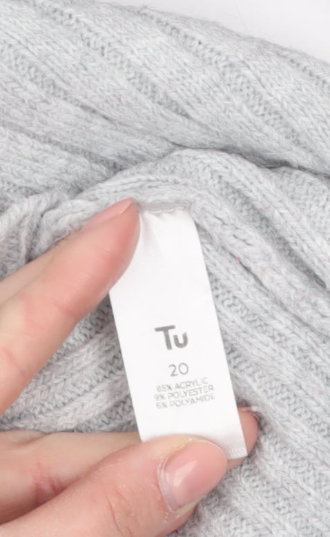 Tu Women Grey Size 20 Ribbed Button Cardigan Jumper