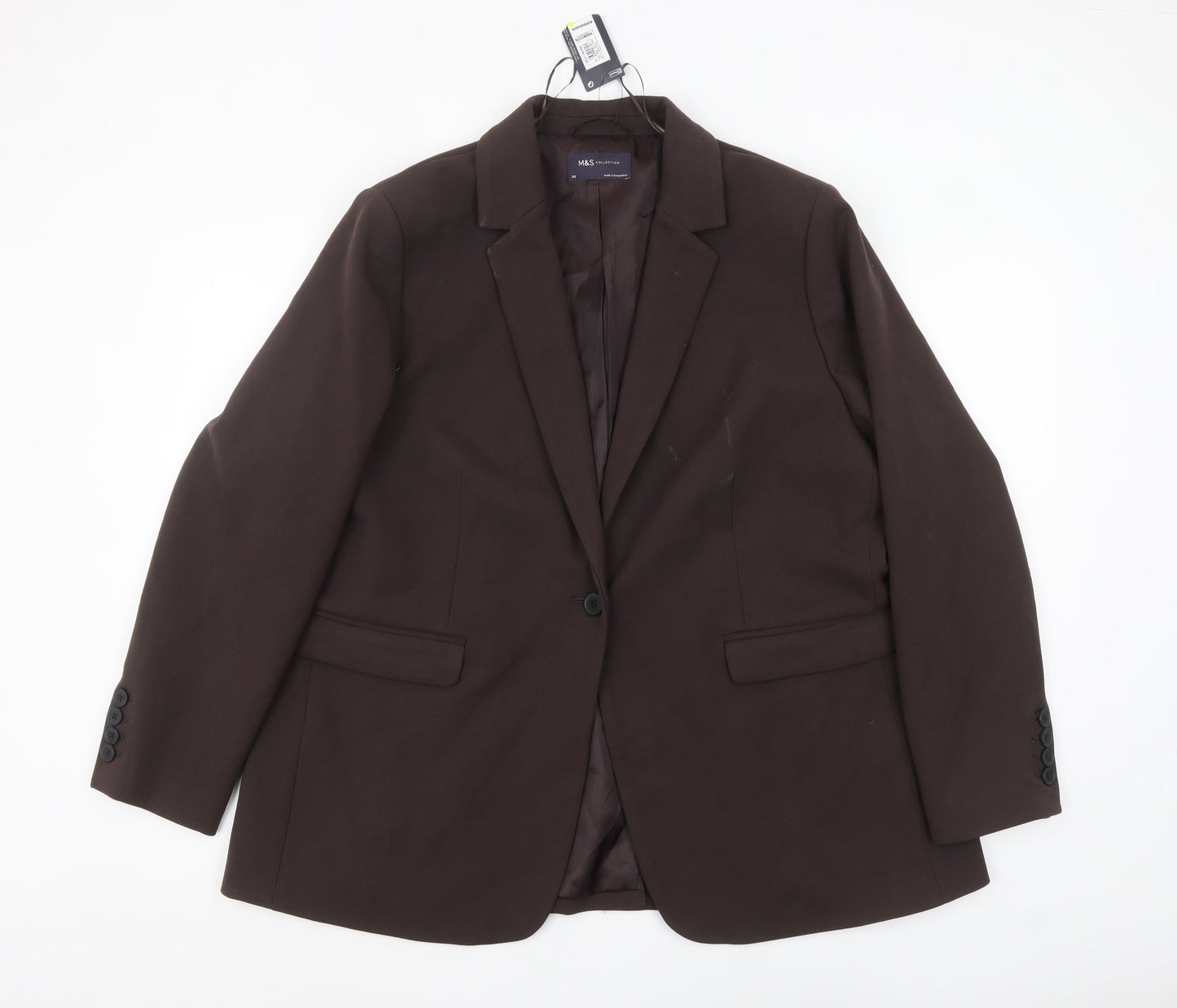 Marks and Spencer Women Brown Blazer Size 20 Single Breasted Jacket