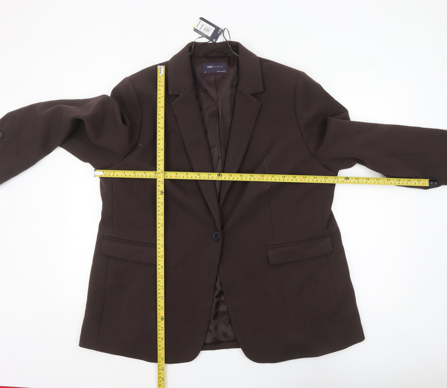 Marks and Spencer Women Brown Blazer Size 20 Single Breasted Jacket