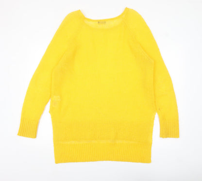 F&F Women's Yellow Mohair Blend Long Sleeve Scoop Neck Jumper Size 12
