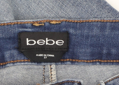 bebe Womens Blue Distressed Skinny Jeans Size 27 Mid Rise Denim