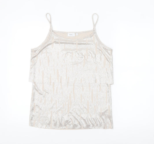 Next Women Silver Camisole Tank Top Size 12 Sleeveless Party Style