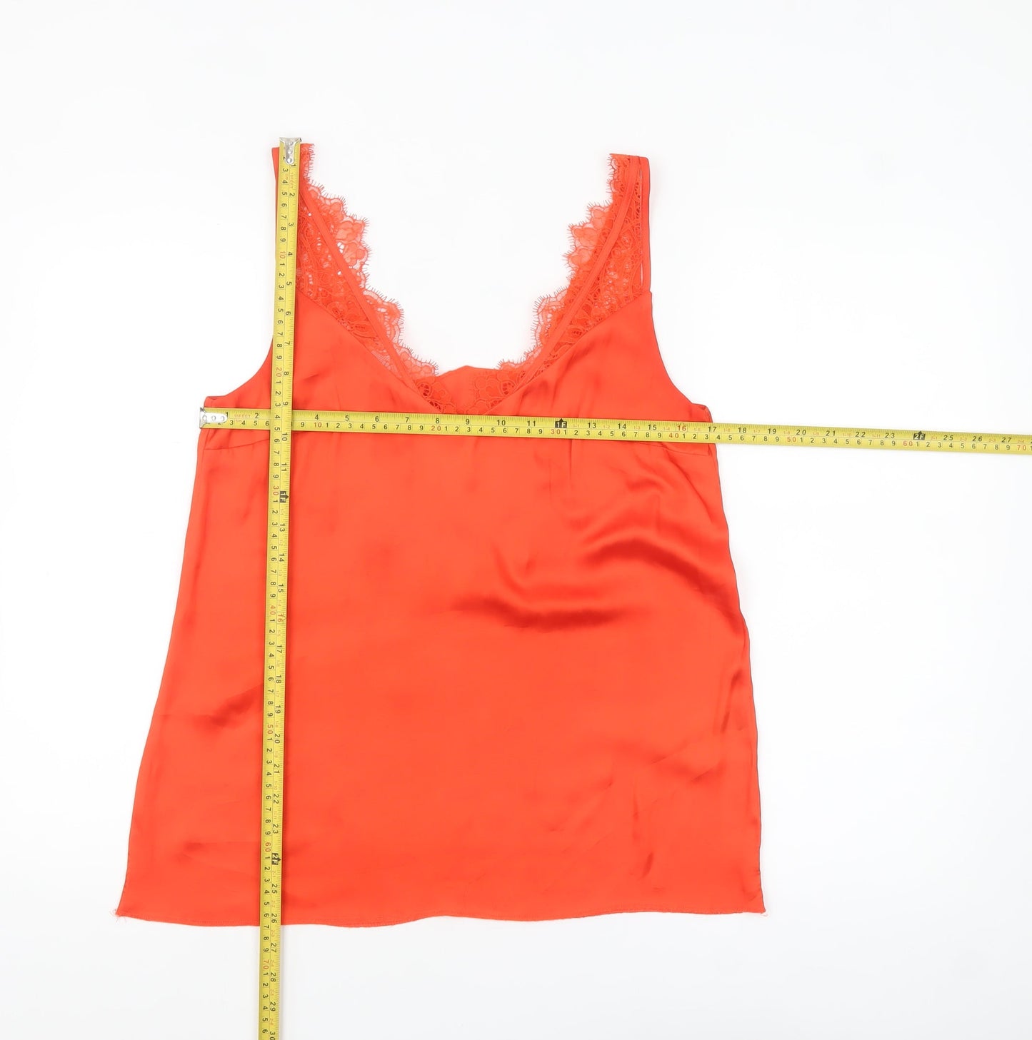 H&M Women’s Orange Lace Camisole Satin Tank Top Size 10
