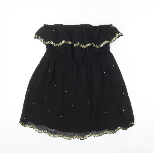 New Look Women Black Sequin Off Shoulder Blouse Size 10