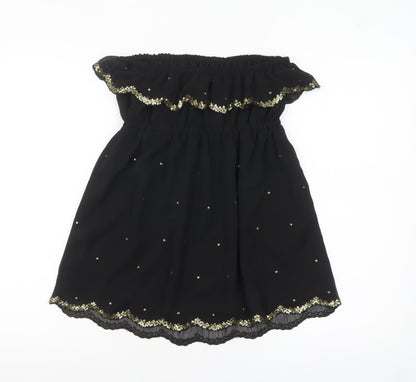 New Look Women Black Sequin Off Shoulder Blouse Size 10