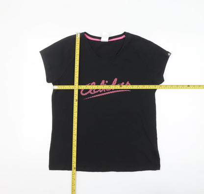 Adidas Womens Black XL Short Sleeve Stretch Cotton T-Shirt