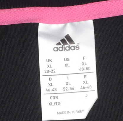 Adidas Womens Black XL Short Sleeve Stretch Cotton T-Shirt