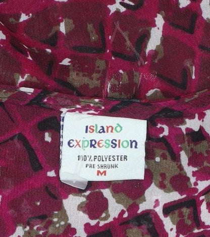 Island Expression Womens Pink Beaded V-Neck Tunic Blouse M