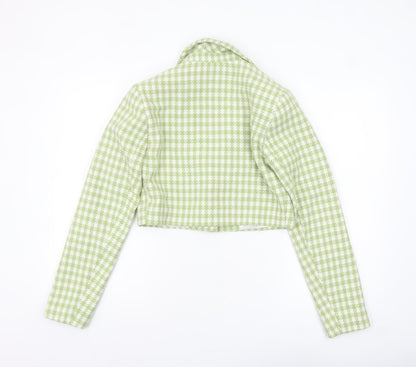 Select Women's Green Houndstooth Cropped Blazer UK 10