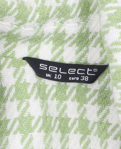 Select Women's Green Houndstooth Cropped Blazer UK 10