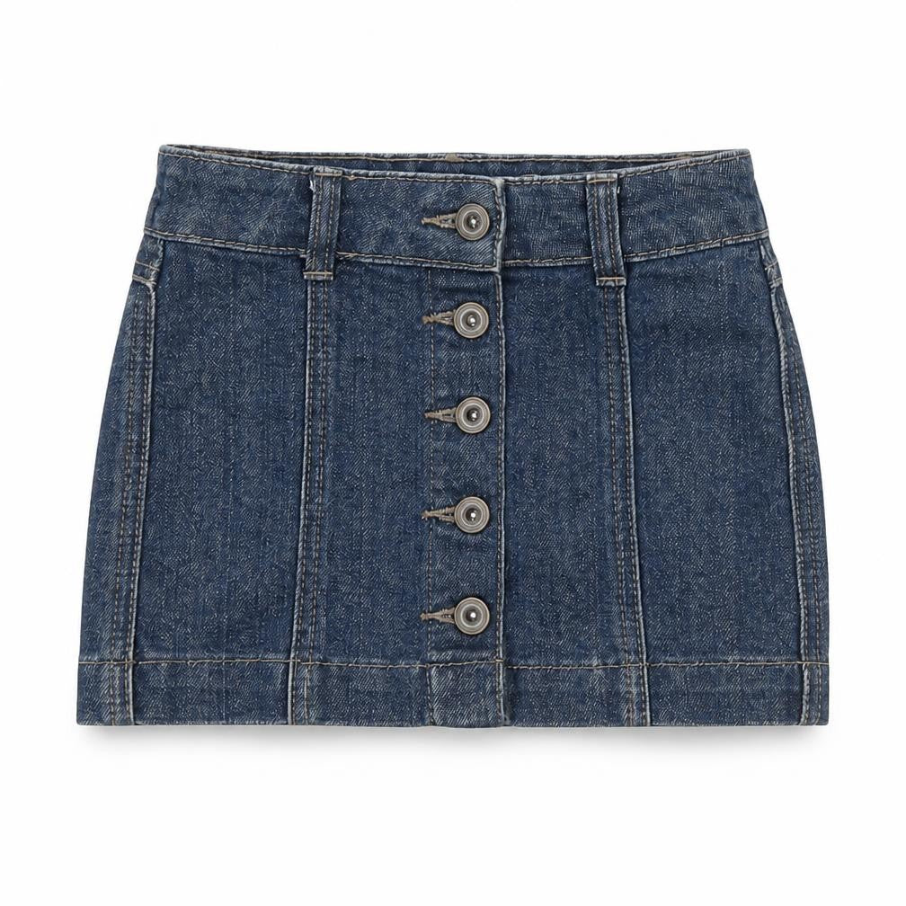 Tu Girls Blue Denim Button Front Mini Skirt 4 Years Cotton Blend