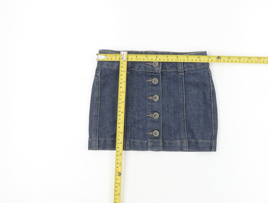 Tu Girls Blue Denim Button Front Mini Skirt 4 Years Cotton Blend