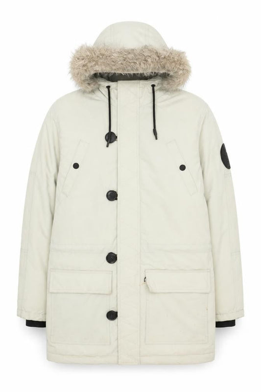 Cedarwood State Men's Beige Hooded Parka Coat Size S