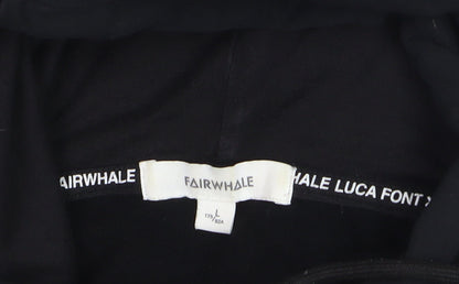 Fairwhale Men’s Black Graphic Pullover Hoodie L Art Design