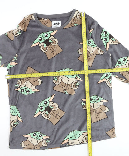 Star Wars Boys Grey Baby Yoda Pyjama Top Small Long Sleeve Fleece
