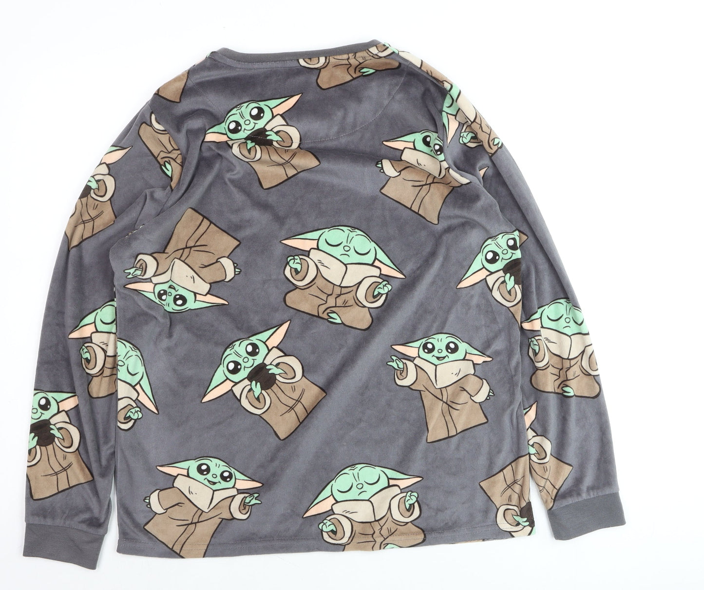 Star Wars Boys Grey Baby Yoda Pyjama Top Small Long Sleeve Fleece