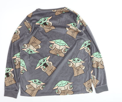 Star Wars Boys Grey Baby Yoda Pyjama Top Small Long Sleeve Fleece