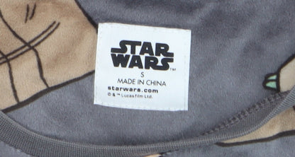 Star Wars Boys Grey Baby Yoda Pyjama Top Small Long Sleeve Fleece
