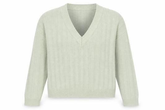 Brave Soul Women’s Green V-Neck Ribbed Knit Jumper Size 12