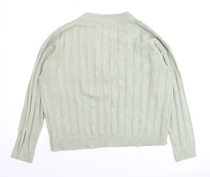 Brave Soul Women’s Green V-Neck Ribbed Knit Jumper Size 12