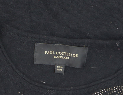 Paul Costelloe Women Black Size 20 Embellished Pullover Jumper