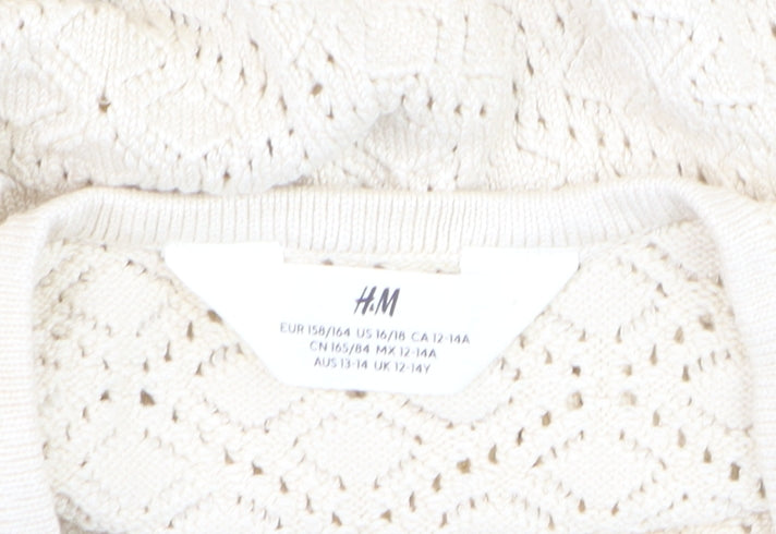 H&M Teens Beige Knit Slip Dress 12-14Y Summer Ruffle Hem