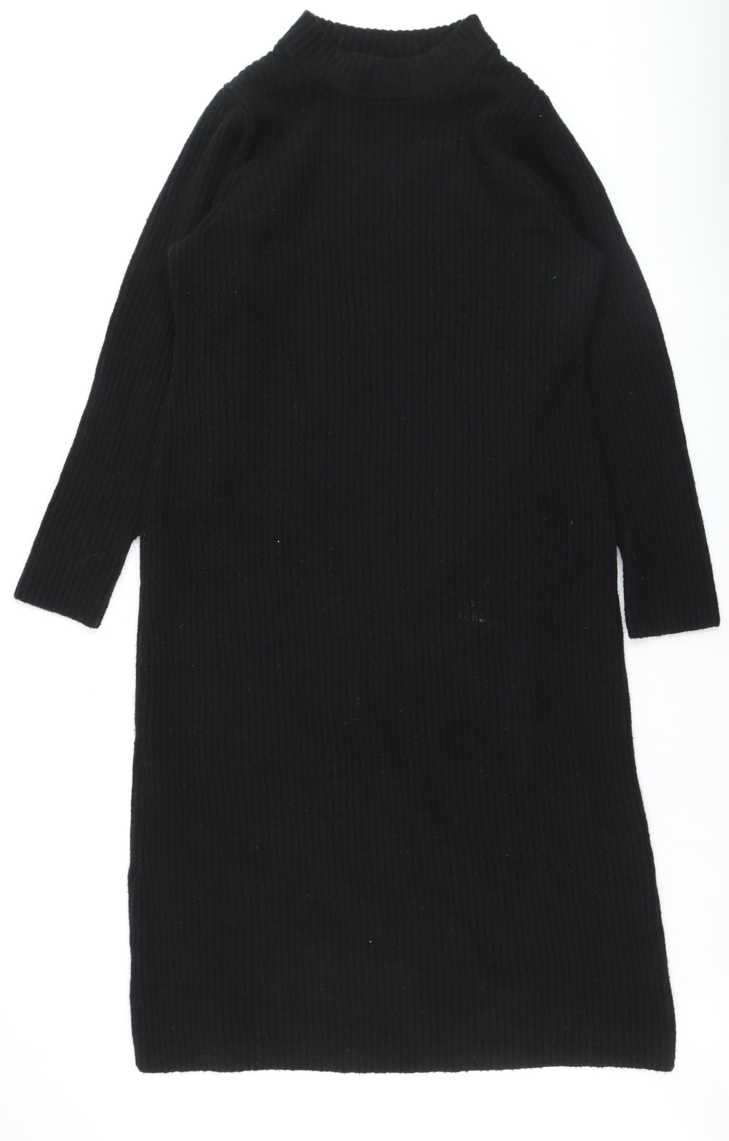 Monki Women Black XL Midi Ribbed Knit Sweater Dress