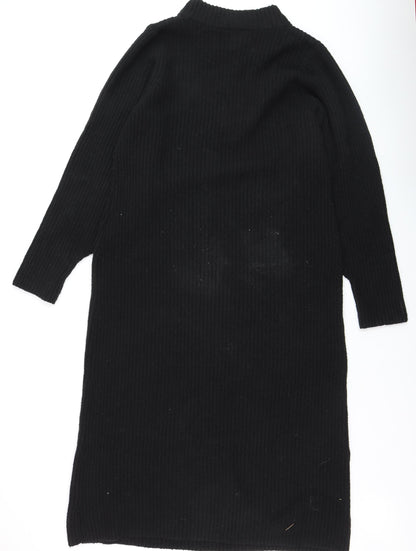 Monki Women Black XL Midi Ribbed Knit Sweater Dress
