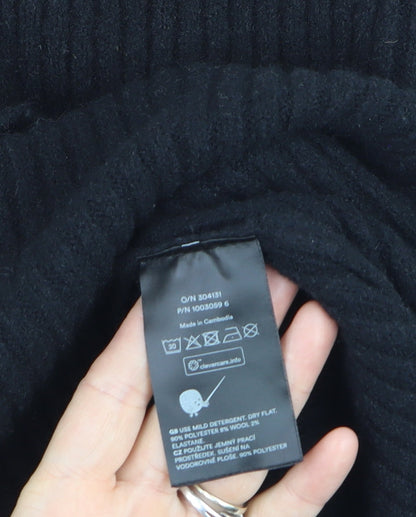 Monki Women Black XL Midi Ribbed Knit Sweater Dress