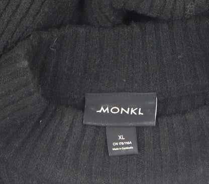 Monki Women Black XL Midi Ribbed Knit Sweater Dress